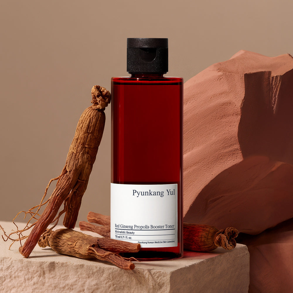 Pyunkang Yul toner med röd ginseng och propolis 110 ml, återfuktande och näringsrik K-beauty hudvård för glow och förbättrad hudelasticitet.