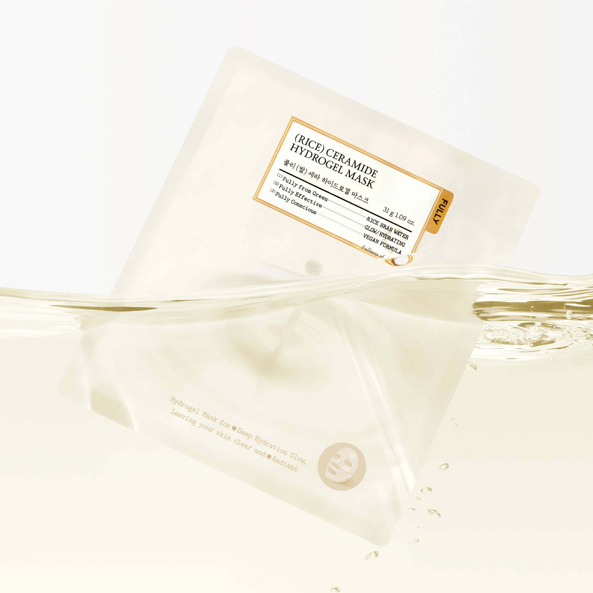 FULLY Rice Ceramide Hydrogel Mask med hydrolyserat risprotein och kollagen för fylligare hud