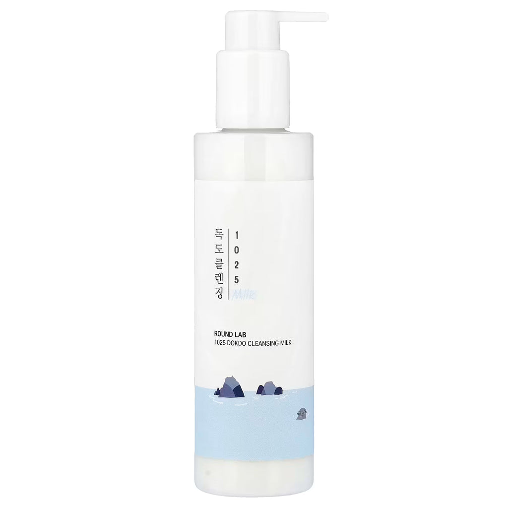 ROUND LAB 1025 Dokdo Cleansing Milk 200ml gentle facial cleanser that removes makeup and impurities without drying skin