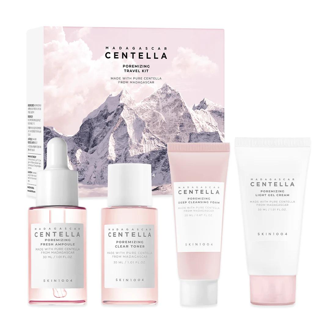 SKIN1004 Madagascar Centella Poremizing Travel Kit med komplett 4-stegs hudvårdsrutin för porer