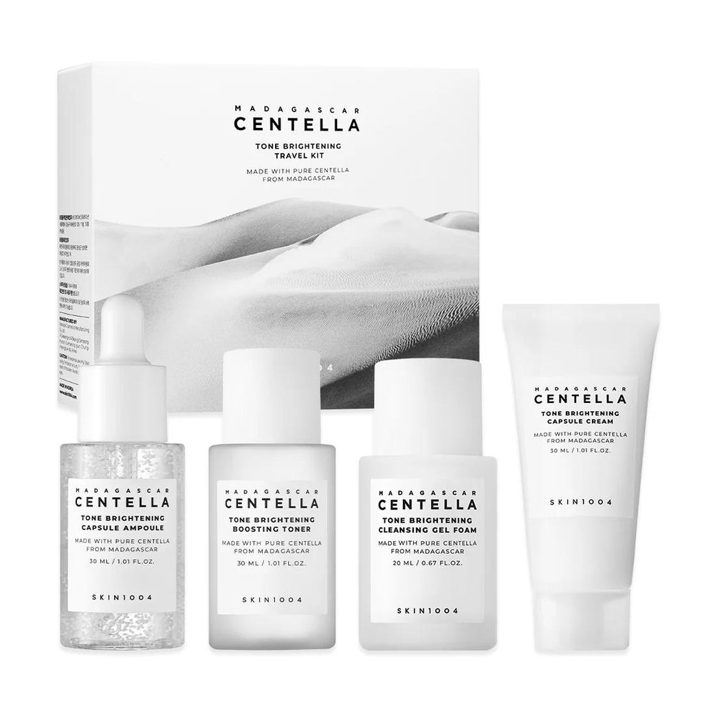 SKIN1004 Madagascar Centella Tone Brightening Travel Kit med fyra produkter