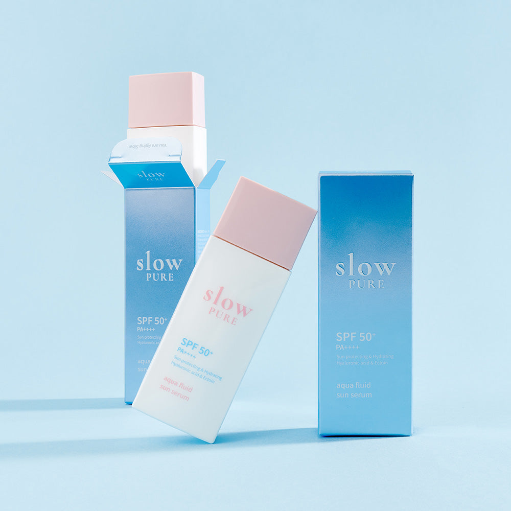 Slowpure Aqua Fluid Sun Serum korean sunscreen PA++++ med högt UVA skydd och lätt serumtextur