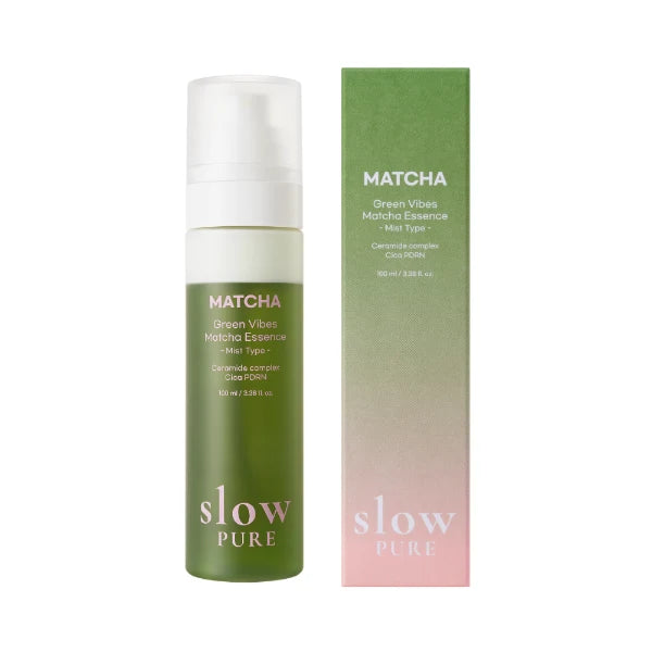 slowpure Green Vibes Matcha Essence Mist 100 ml med produktförpackning