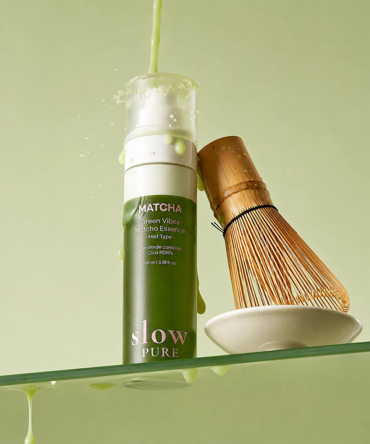 slowpure Green Vibes Matcha Essence Mist med ceramidkomplex och Cica PDRN