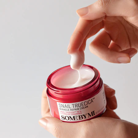 Korean face cream with snail mucin and ceramides for skin repair