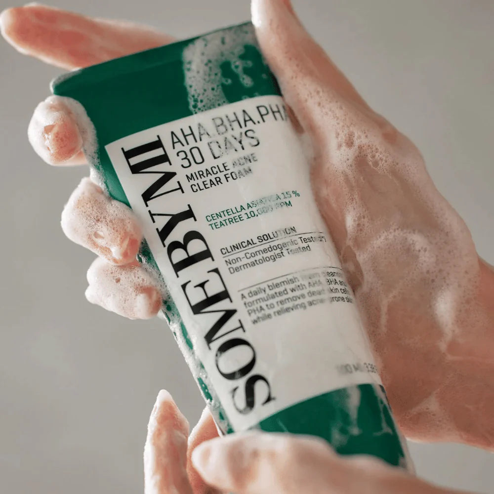 Acne foam cleanser with salicylic acid for clearer looking skin
