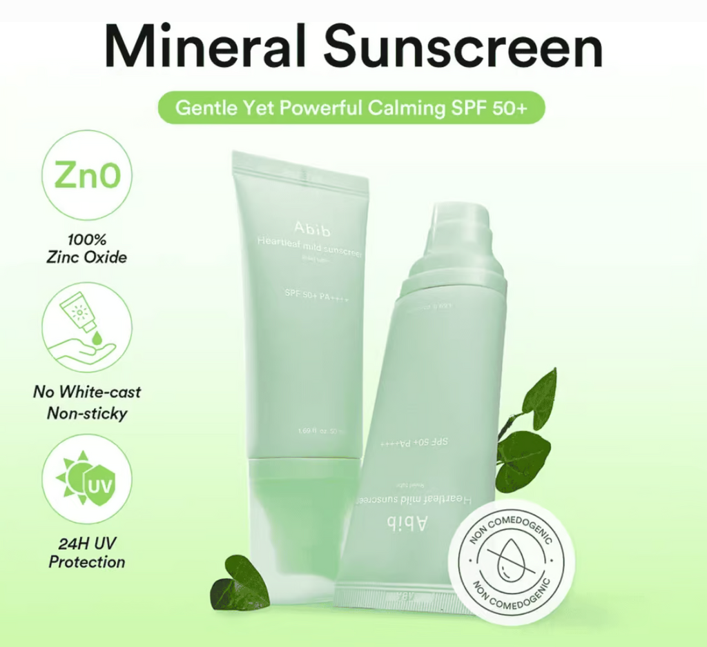 Mineral sunscreen från Abib med SPF50+ PA++++ som ger ett högt dagligt solskydd för ansiktet