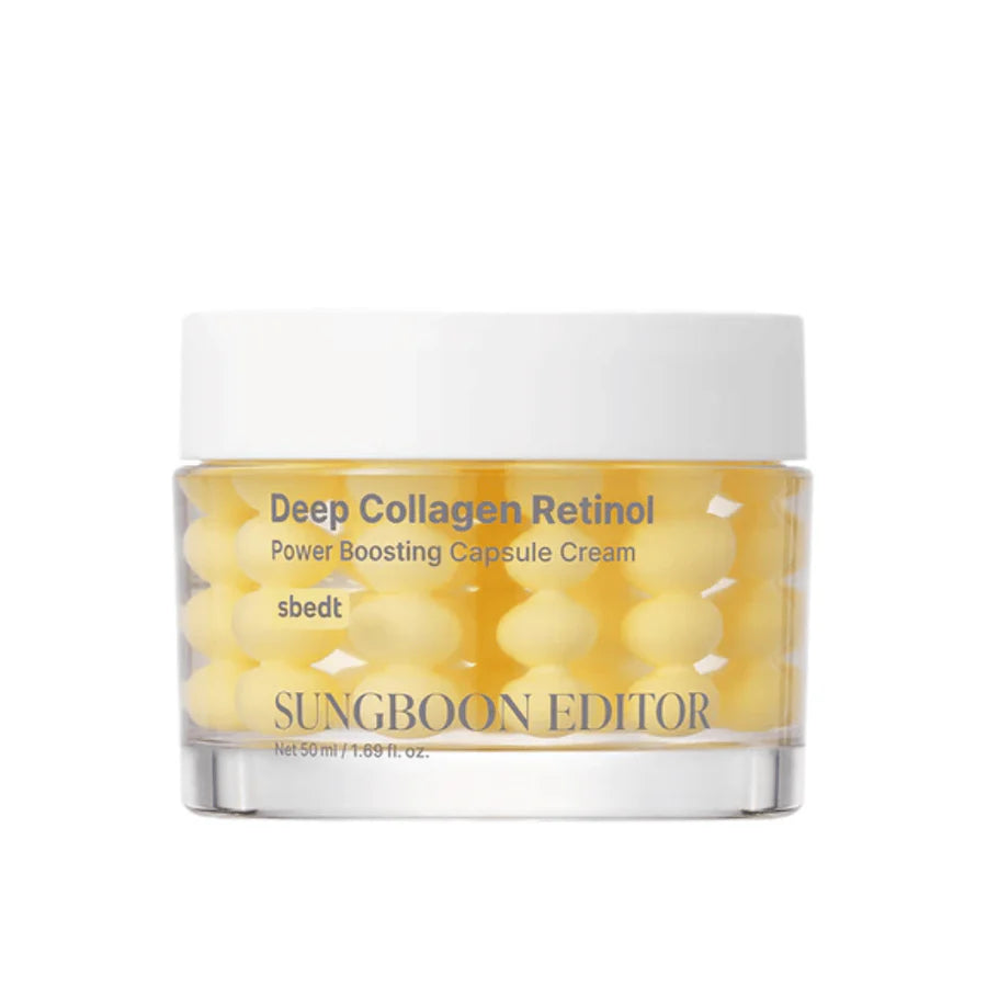 SUNGBOON EDITOR Deep Collagen Retinol Power Boosting Capsule Cream 50 ml, anti-aging ansiktskräm med retinol och kollagen för fastare hud.