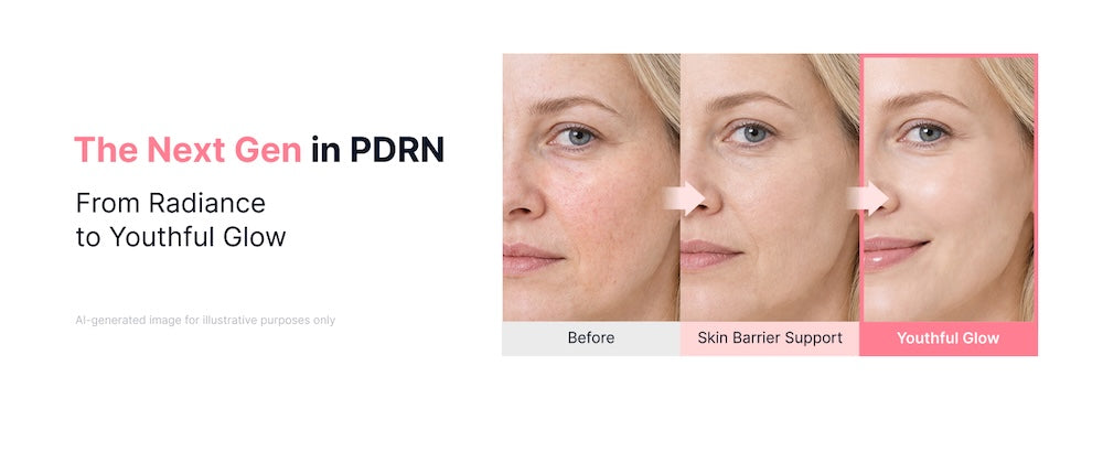 Illustration av hudens lyster före och efter PDRN Pink Vitamin Capsule Cream
