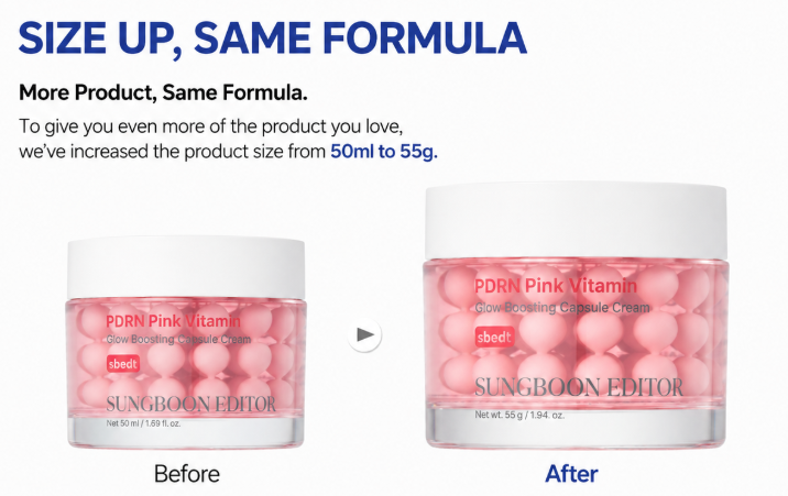 SUNGBOON EDITOR PDRN Pink Vitamin Capsule Cream uppgraderad från 50 ml till 55 g