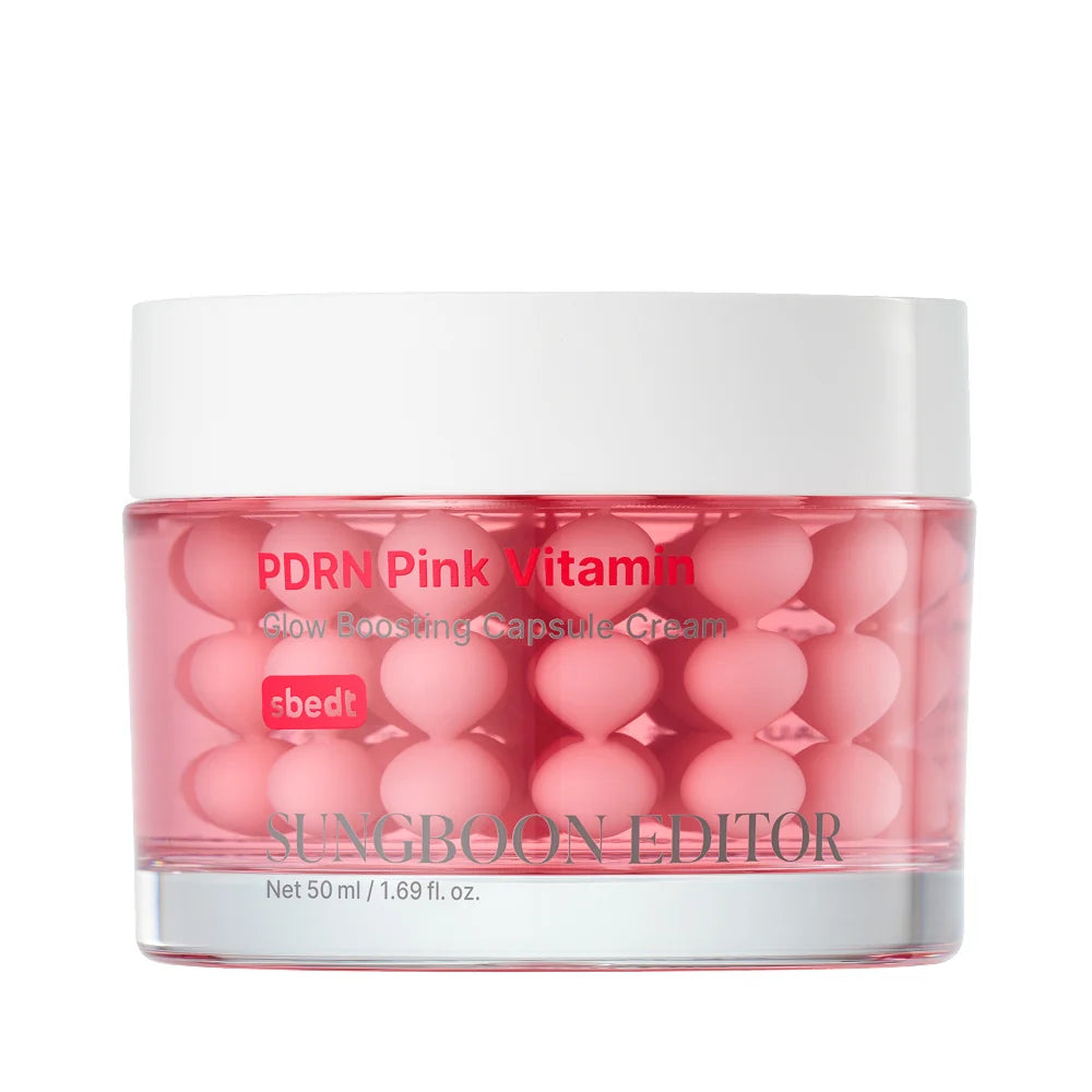 SUNGBOON EDITOR PDRN Pink Vitamin Glow Boosting Capsule Cream 55 g på vit bakgrund