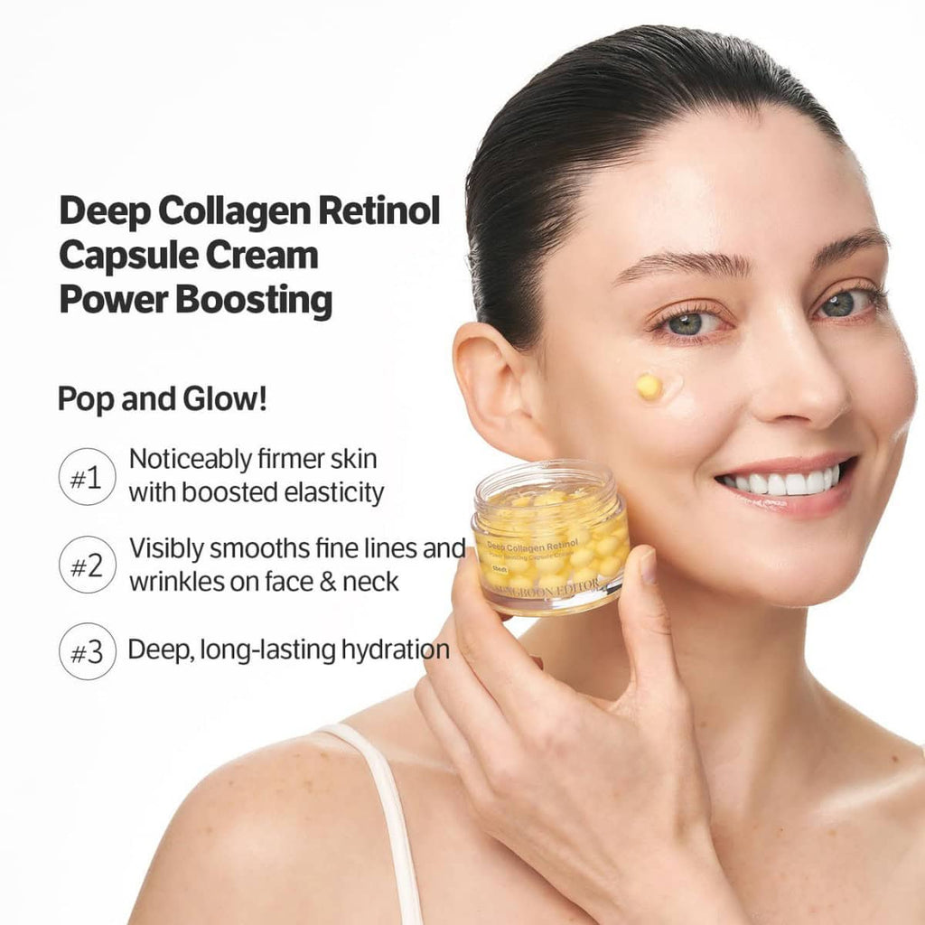 SUNGBOON EDITOR ansiktskräm med retinol och kapselteknologi, K-beauty kräm som stärker hudbarriären och förbättrar hudstruktur.
