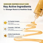 Nyckelingredienser i scalp serum med peptider, ceramid och 24K guld