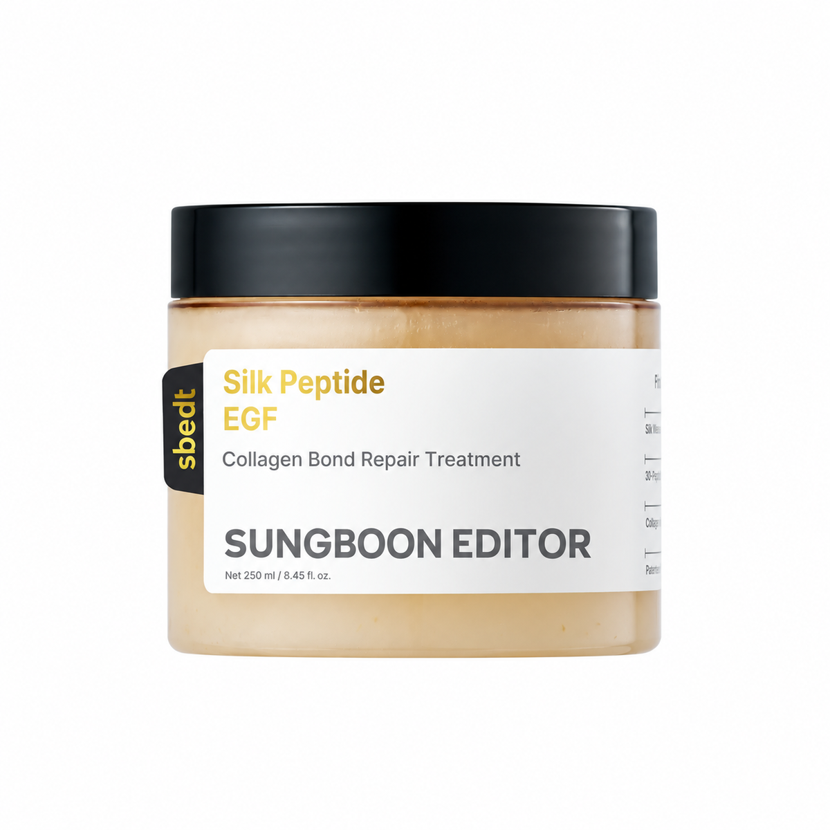 SUNGBOON EDITOR Silk Peptide EGF Collagen Bond Repair Treatment 250 ml på vit bakgrund