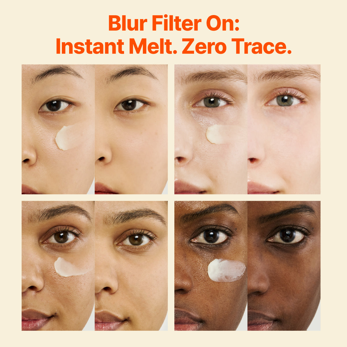 K-beauty solskydd med silkeslen gel-textur och glow before and after