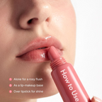 How to wear TIAM Juicy Glow Lip Serum alone or over lipstick