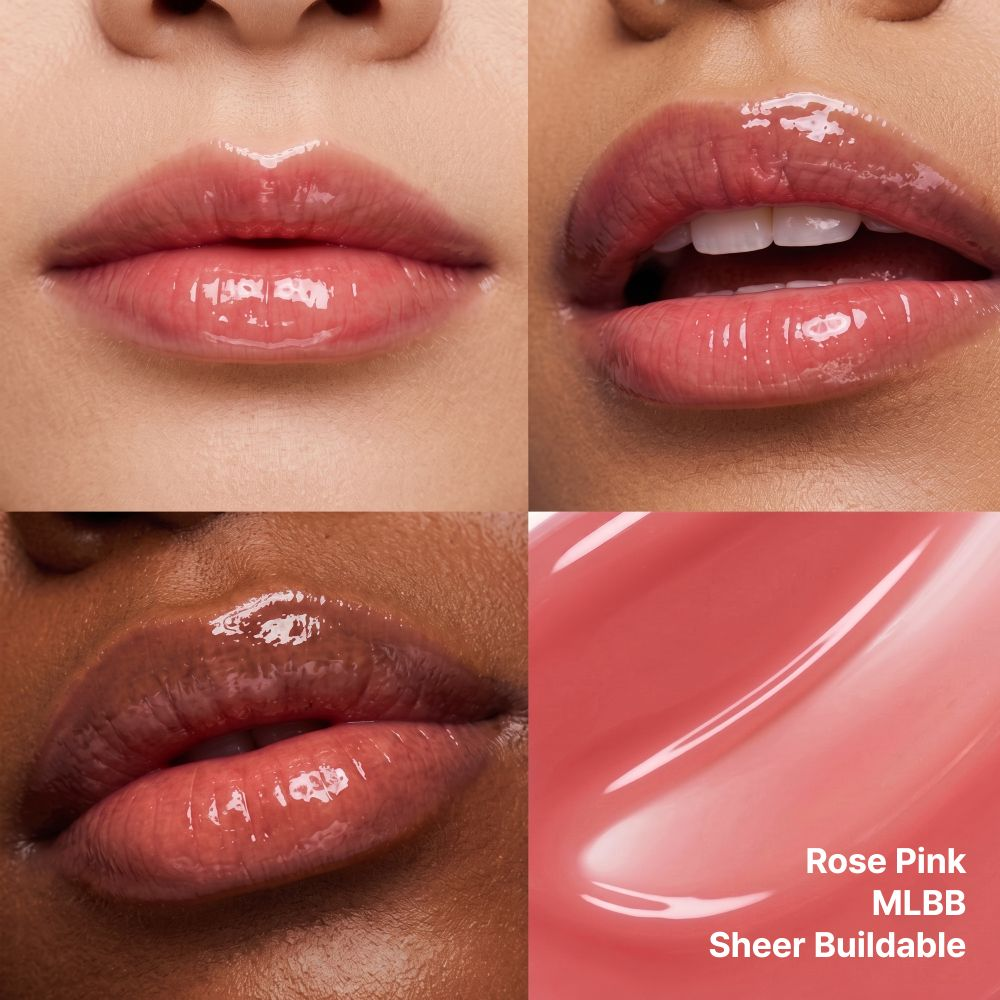Sheer buildable Rose Pink shade on different skin tones